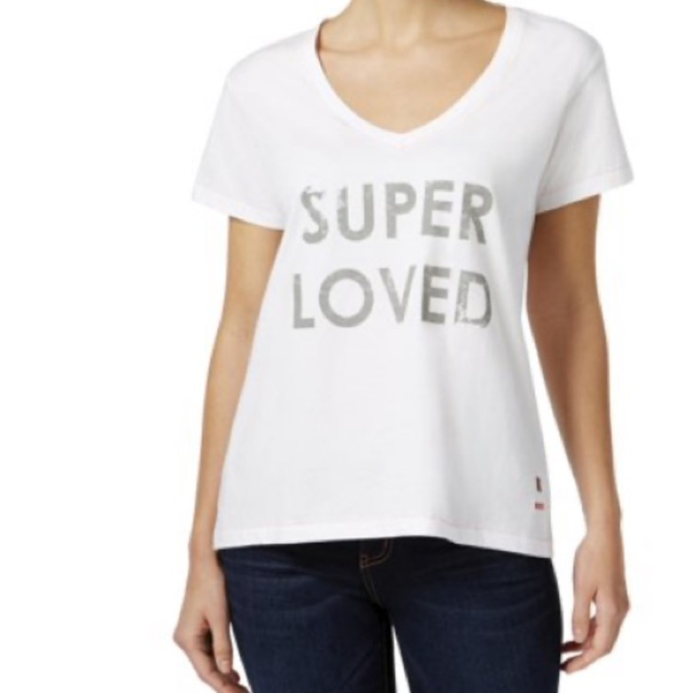 PEACE LOVE WORLD WHITE COTTON SMALL TEE NEW - Picture 10 of 10